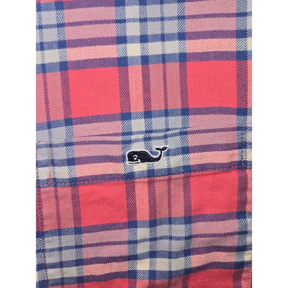 Vineyard Vines Mens Red Plaid Classic Fit Tucker Shirt Large Linen Blend - Picture 6 of 7